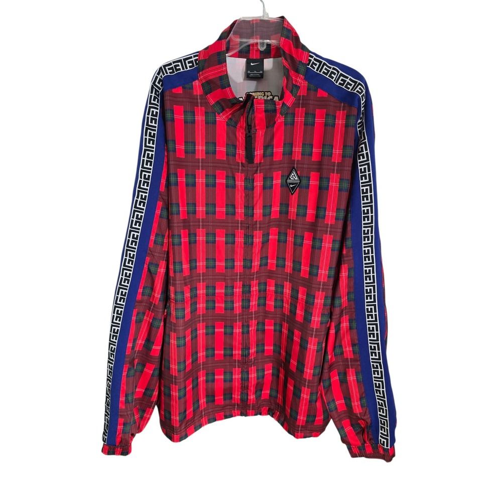 Nike Giannis Coming to America Track Jacket Red Plaid Prince Akeem 2XL